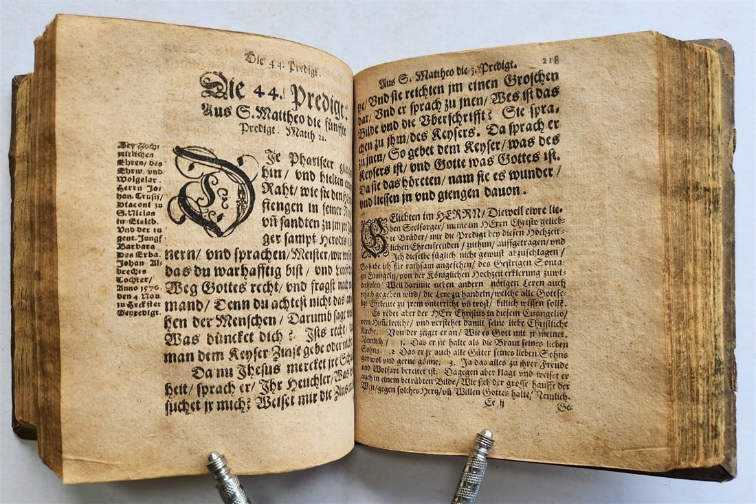 1592 GERMAN THEOLOGY by Hieronymus Mencel antique 16th century PIGSKIN BOUND - 16