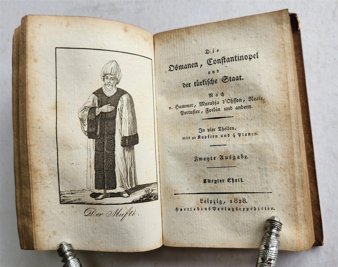 1828 CONSTANTINOPLE & TURKISH STATE antique ILLUSTRATED 2 volumes in German - 8