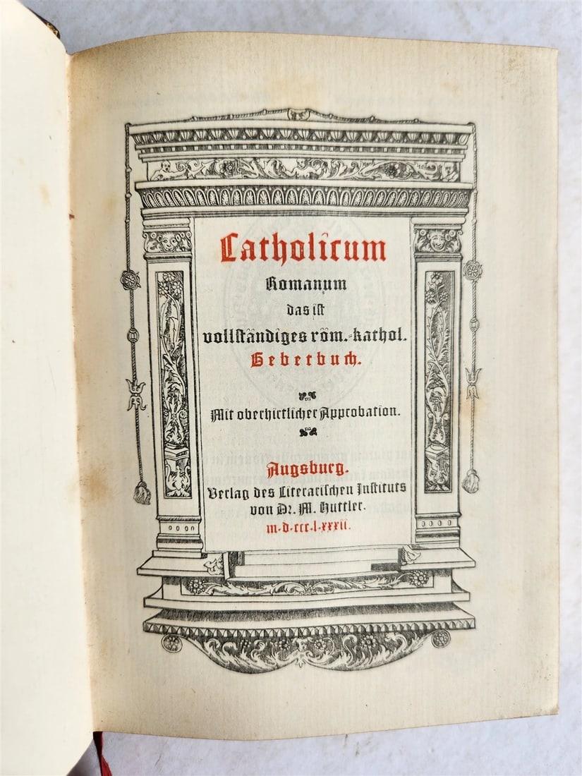 1882 Catholicum Romanum antique ILLUSTRATED PRAYER BOOK in GERMAN - 2