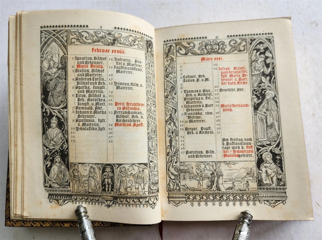 1882 Catholicum Romanum antique ILLUSTRATED PRAYER BOOK in GERMAN - 5