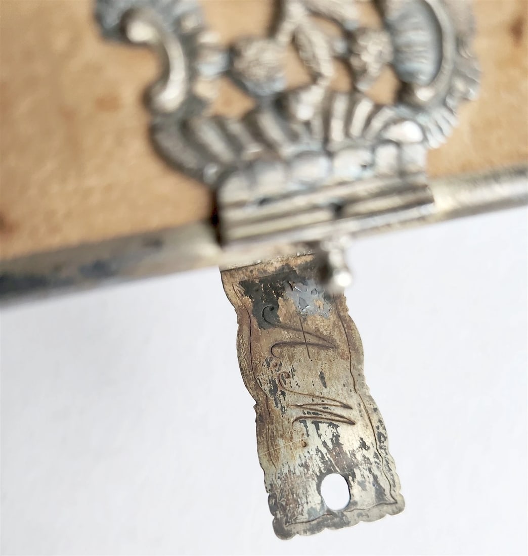 1857 GERMAN HYMNAL VELVET BINDING w/ BEAUTIFUL SILVER FITTINGS & CLASPS antique - 12