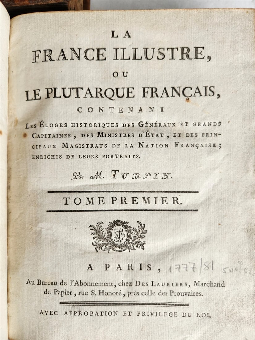 1777 ILLUSTRIOUS FRANCE or FRENCH PLUTARCH antique 3 volumes ILLUSTRATED - 2