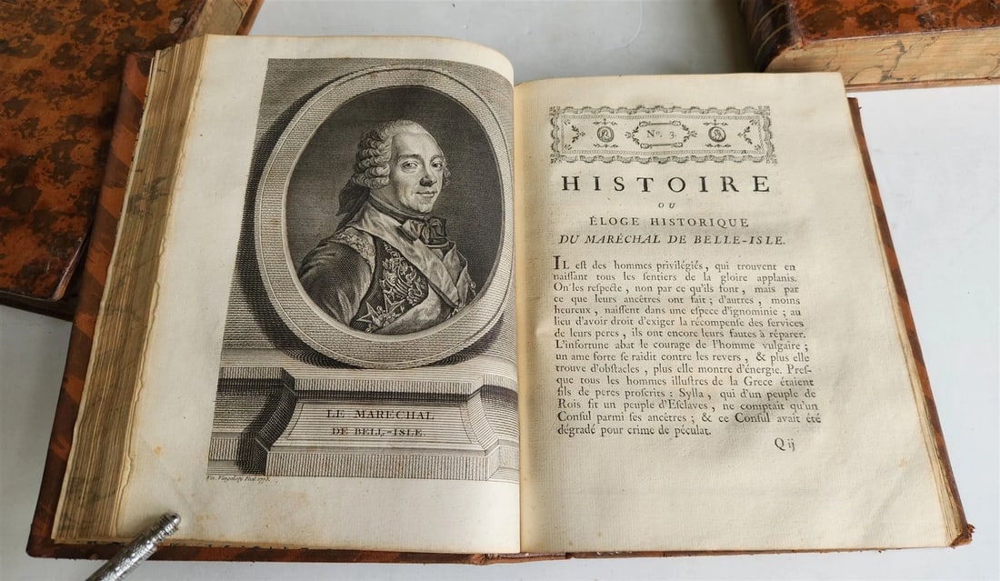 1777 ILLUSTRIOUS FRANCE or FRENCH PLUTARCH antique 3 volumes ILLUSTRATED - 5