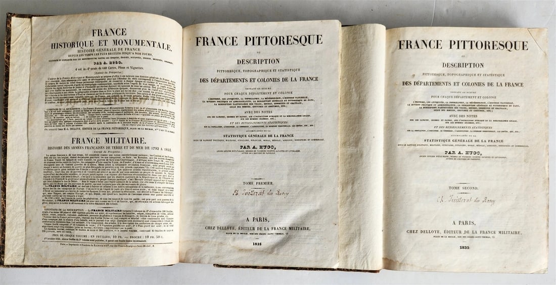 1835 PICTURESQUE FRANCE antique 2 volumes ILLUSTRATED France pittoresque (1 of 20)