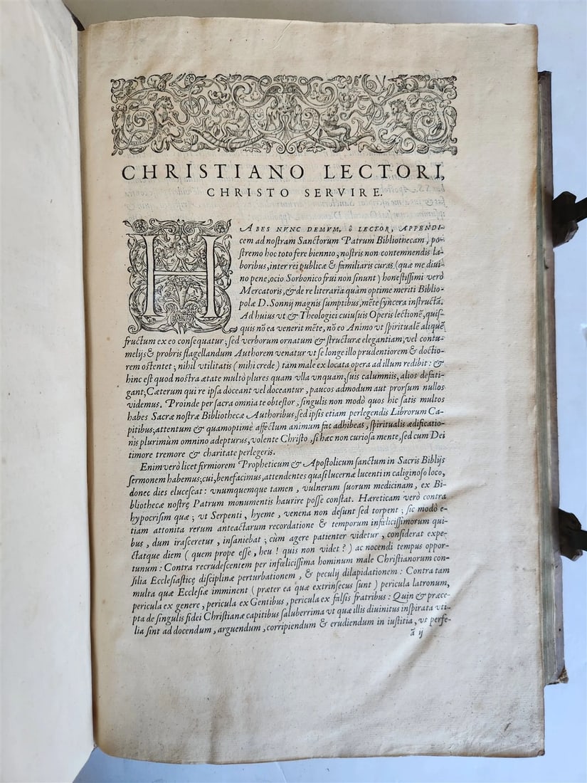 1579 Sacrae bibliothecae sanctorum patrum PIGSKIN BOUND FOLIO 16th cent. ANTIQUE - 12