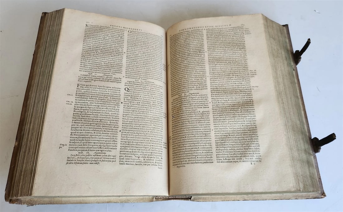 1579 Sacrae bibliothecae sanctorum patrum PIGSKIN BOUND FOLIO 16th cent. ANTIQUE - 14