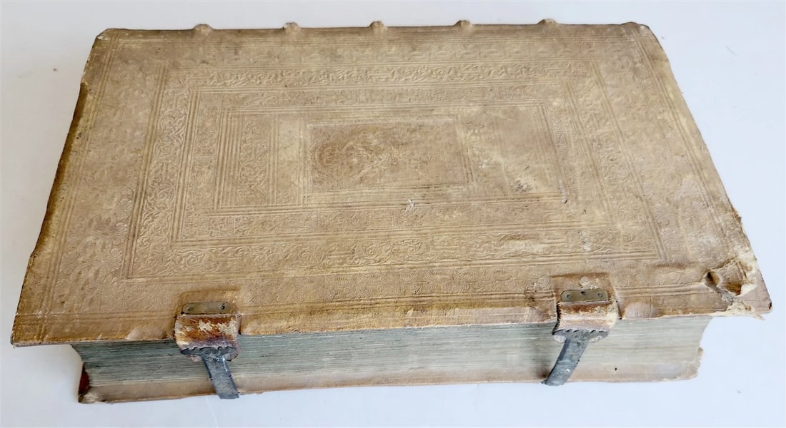 1579 Sacrae bibliothecae sanctorum patrum PIGSKIN BOUND FOLIO 16th cent. ANTIQUE - 4