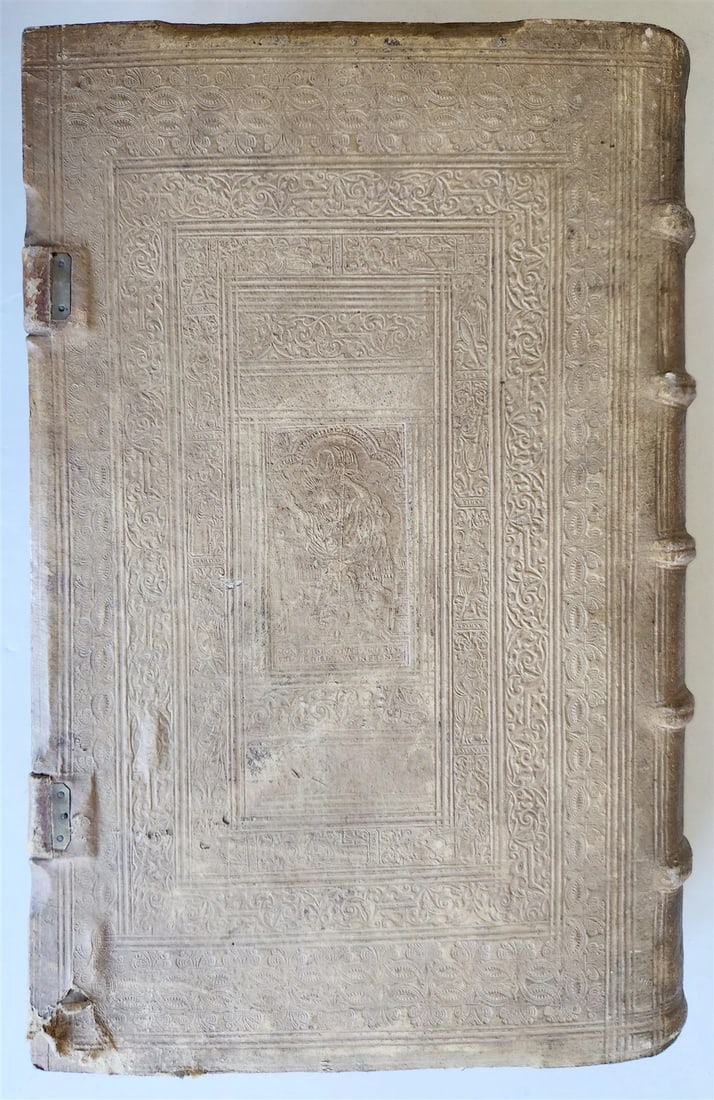 1579 Sacrae bibliothecae sanctorum patrum PIGSKIN BOUND FOLIO 16th cent. ANTIQUE - 5