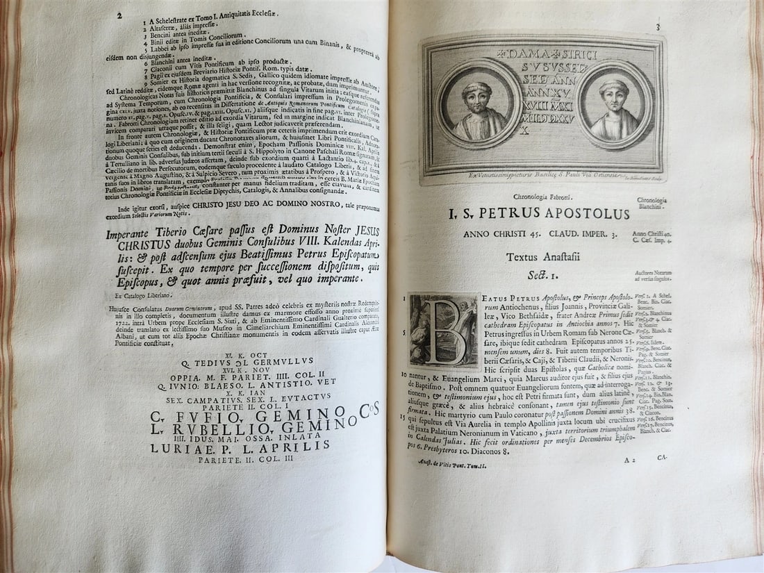 1723 LIVES of ROMAN POPES by Anastasius Bibliothecarius VELLUM FOLIO antique - 13