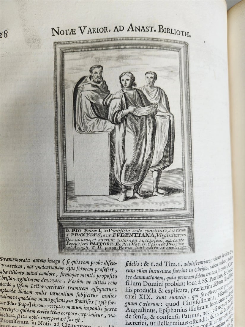 1723 LIVES of ROMAN POPES by Anastasius Bibliothecarius VELLUM FOLIO antique - 5