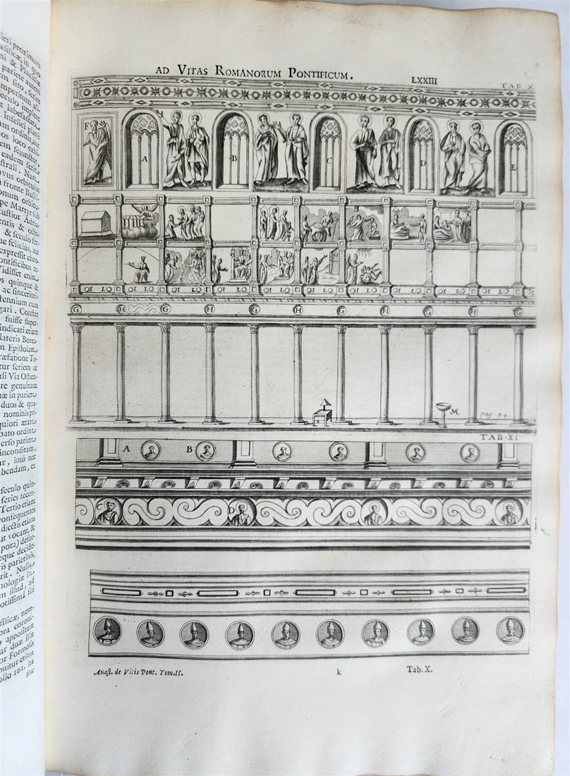 1723 LIVES of ROMAN POPES by Anastasius Bibliothecarius VELLUM FOLIO antique - 8
