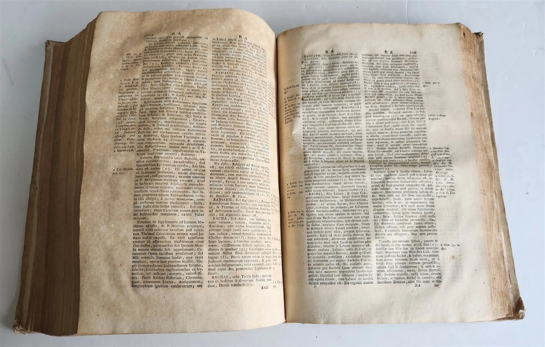 1725 HISTORICAL DICTIONARY by A. CALMET antique VELLUM BOUND FOLIO - 7
