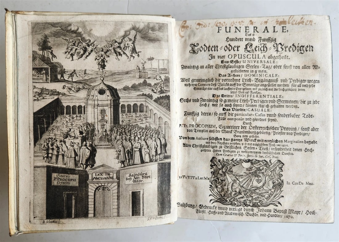 1670 FUNERAL SERMONS by CAPUCHIN FRIAR Prokop von Templin ANTIQUE vellum bound (1 of 9)