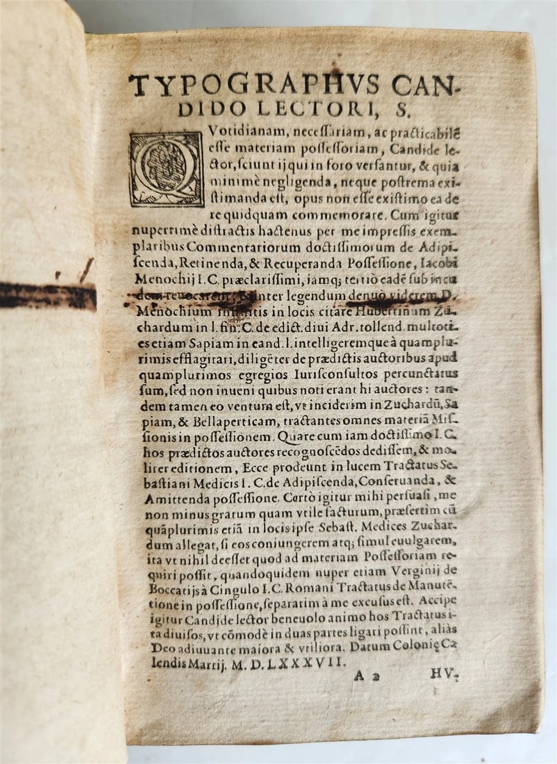1587 LAW BOOK in LATIN antique LEGAL TREATISE by Ubertino Zuccardi - 5