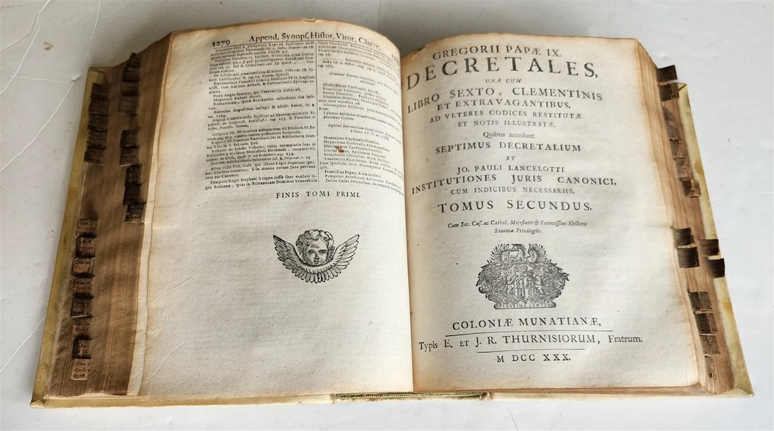 1757 CORPUS JURIS CANONICI antique vellum bound LAW BOOK in LATIN - 8