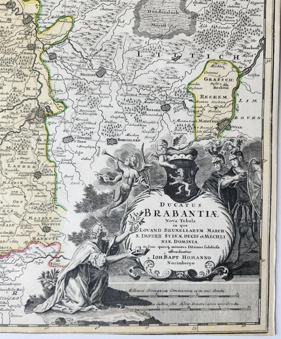 18th century MAP of NETHERLANDS & BELGIUM antique DUCATUS BRABANTIAE - 2