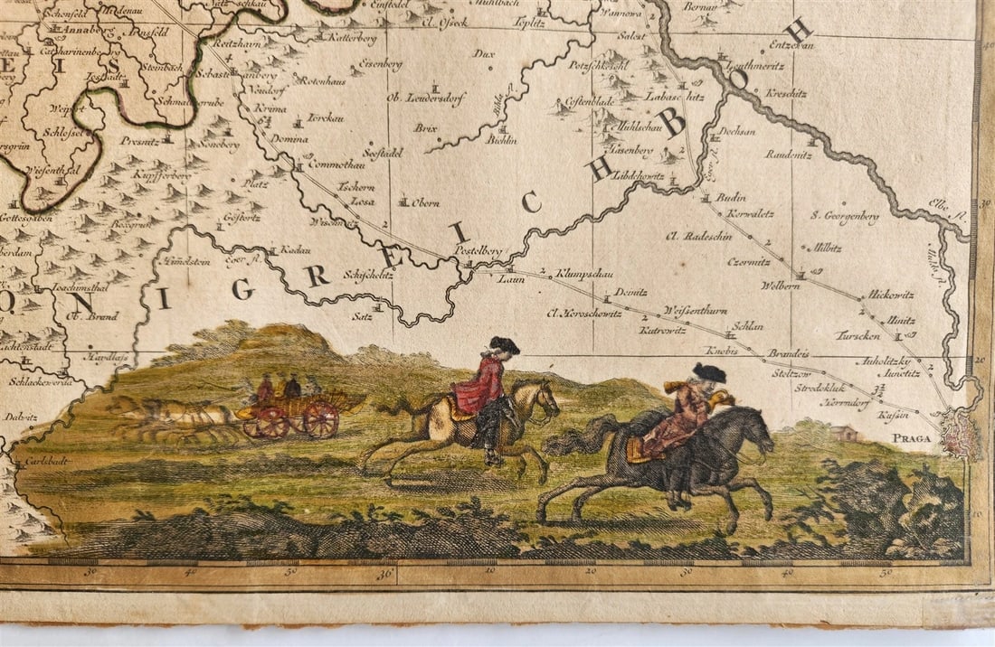 18th CENTURY MAP of SAXONY GERMANY antique NEUE SACHSISCHE POST-CHARTE - 4