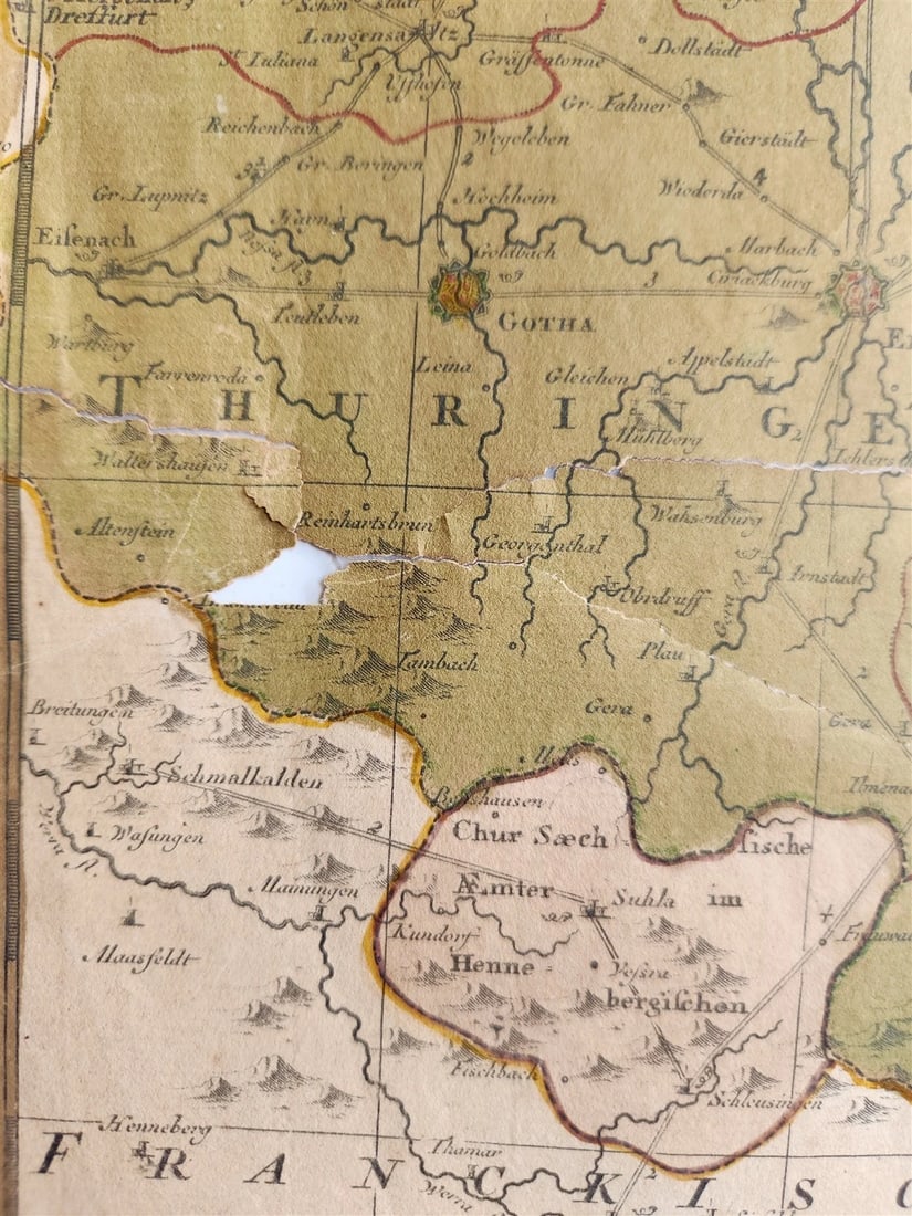 18th CENTURY MAP of SAXONY GERMANY antique NEUE SACHSISCHE POST-CHARTE - 5