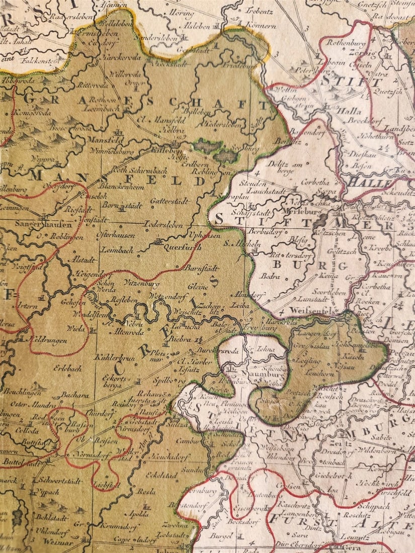 18th CENTURY MAP of SAXONY GERMANY antique NEUE SACHSISCHE POST-CHARTE - 6