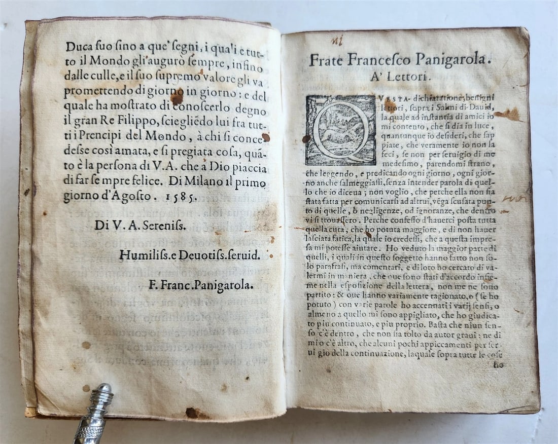 1585 DICHIARATIONE DE I SALMI DI DAVID antique Declaration of Psalms of David - 8