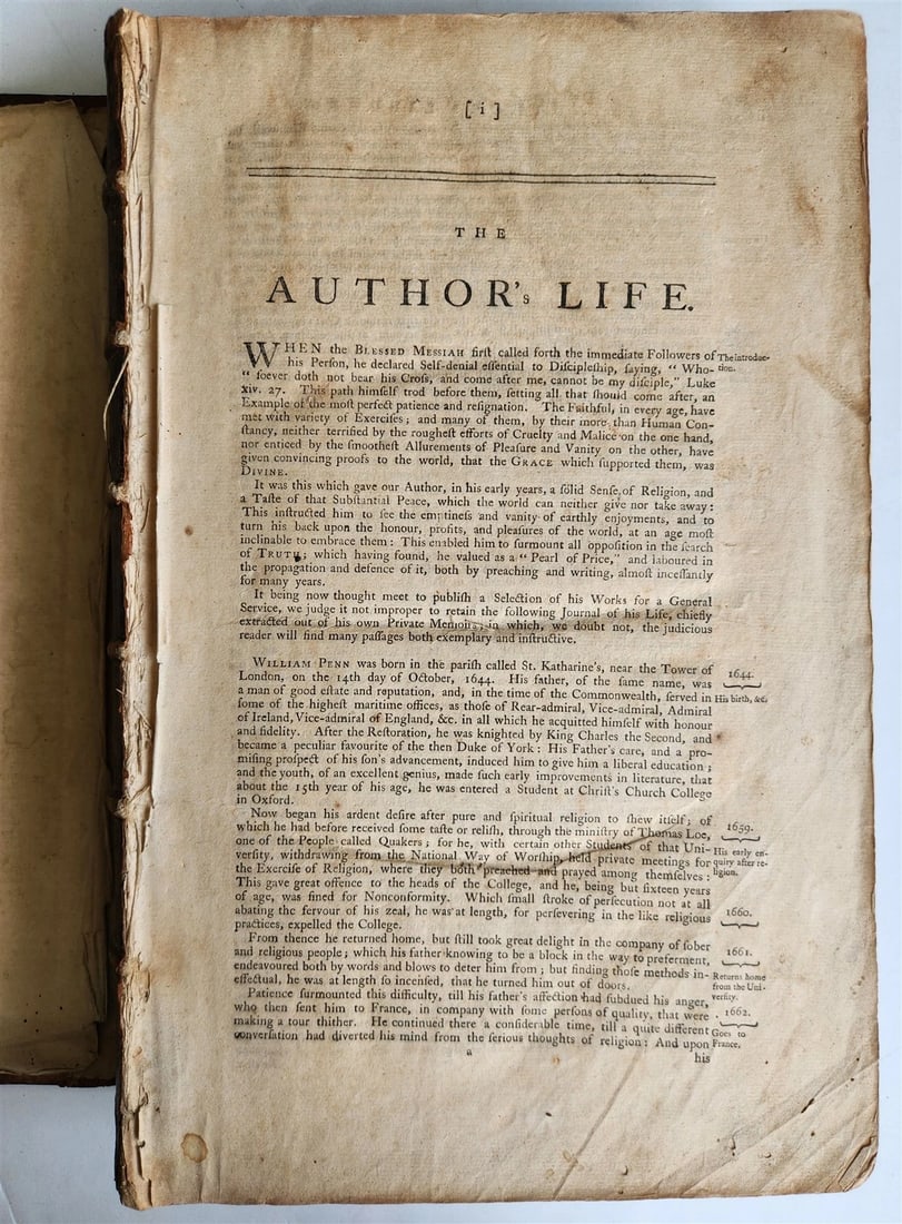 1771 WILLIAM PENN Select Work & Journal of His Life ANTIQUE folio in English - 4