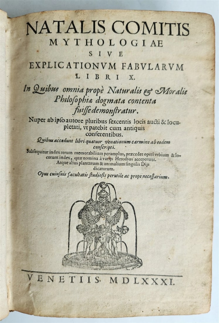 1581 GRECO-ROMAN MYTHOLOGY by Natale Conti ANTIQUE vellum bound 16th century (1 of 11)
