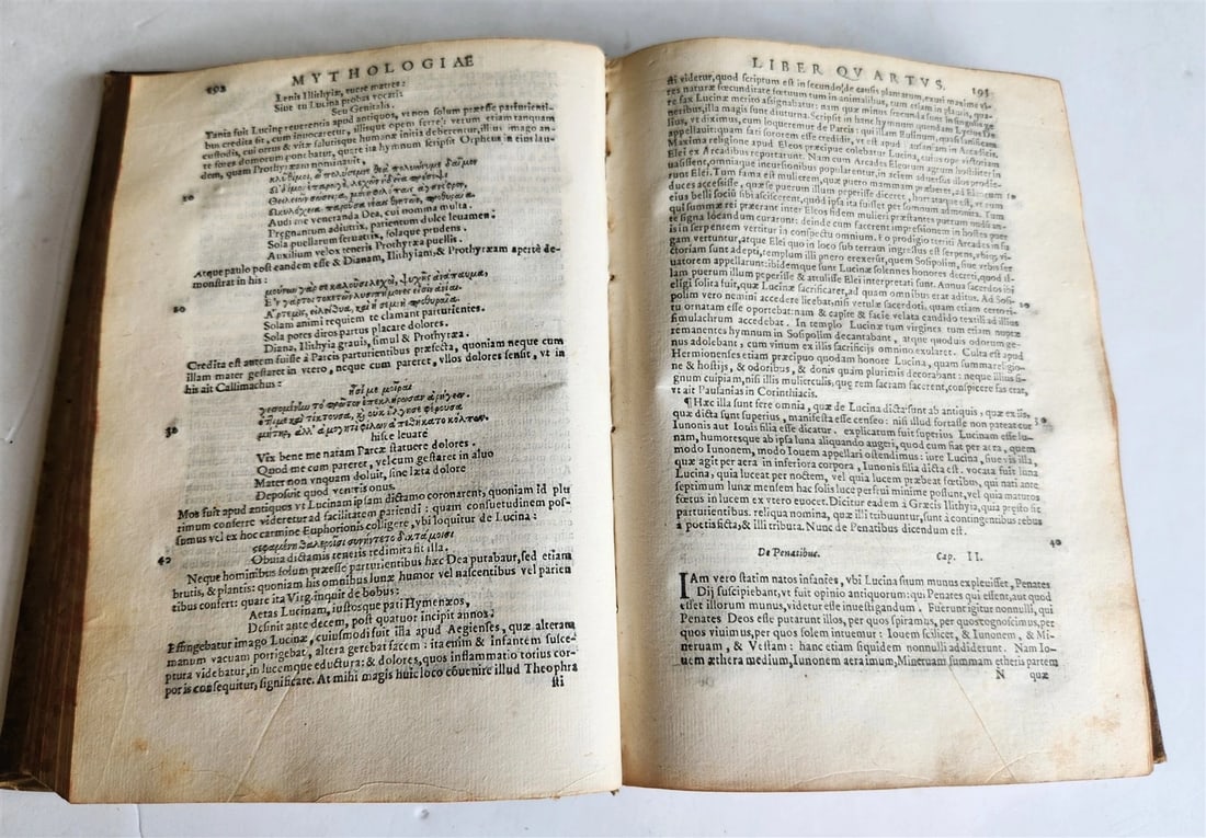 1581 GRECO-ROMAN MYTHOLOGY by Natale Conti ANTIQUE vellum bound 16th century - 9