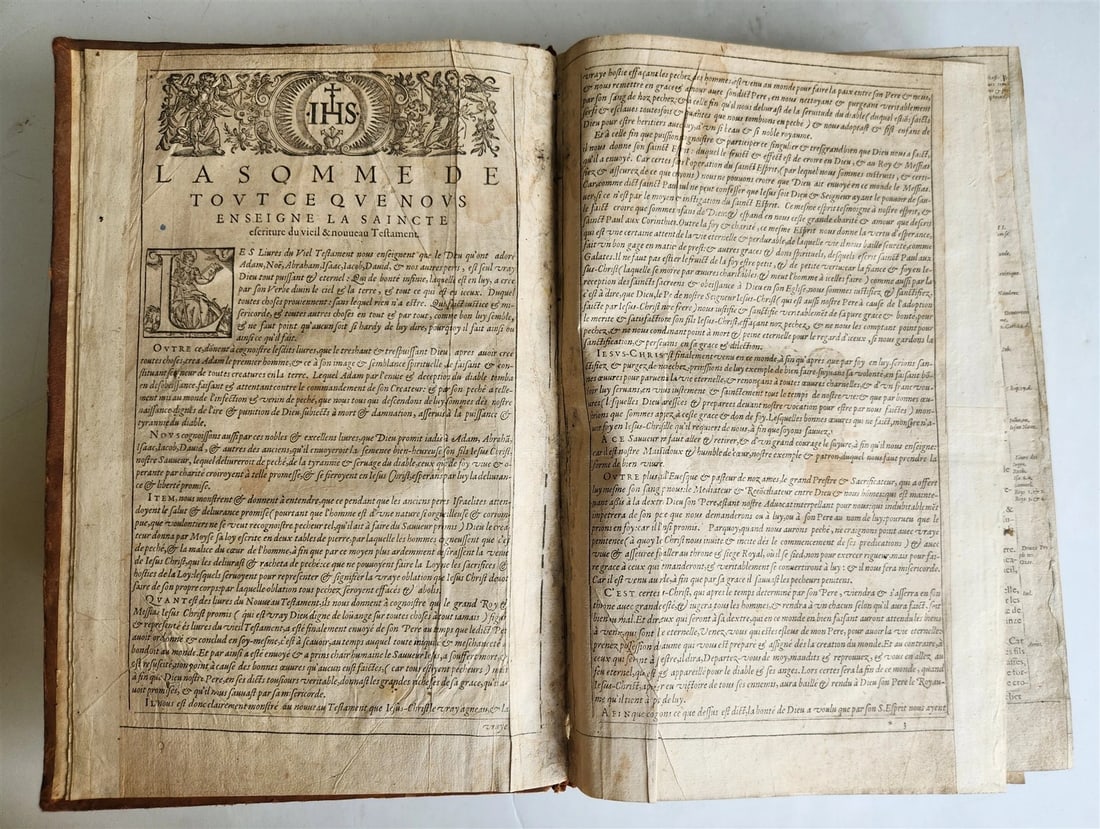 1603 BIBLE in FRENCH ILLUSTRATED FOLIO antique - 6