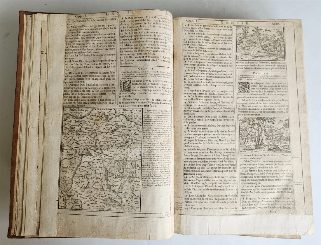 1603 BIBLE in FRENCH ILLUSTRATED FOLIO antique - 7