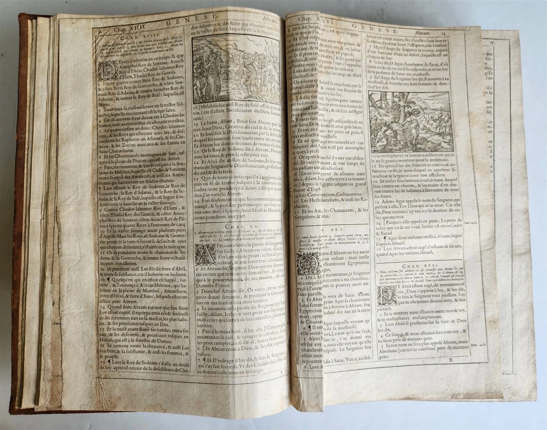 1603 BIBLE in FRENCH ILLUSTRATED FOLIO antique - 9