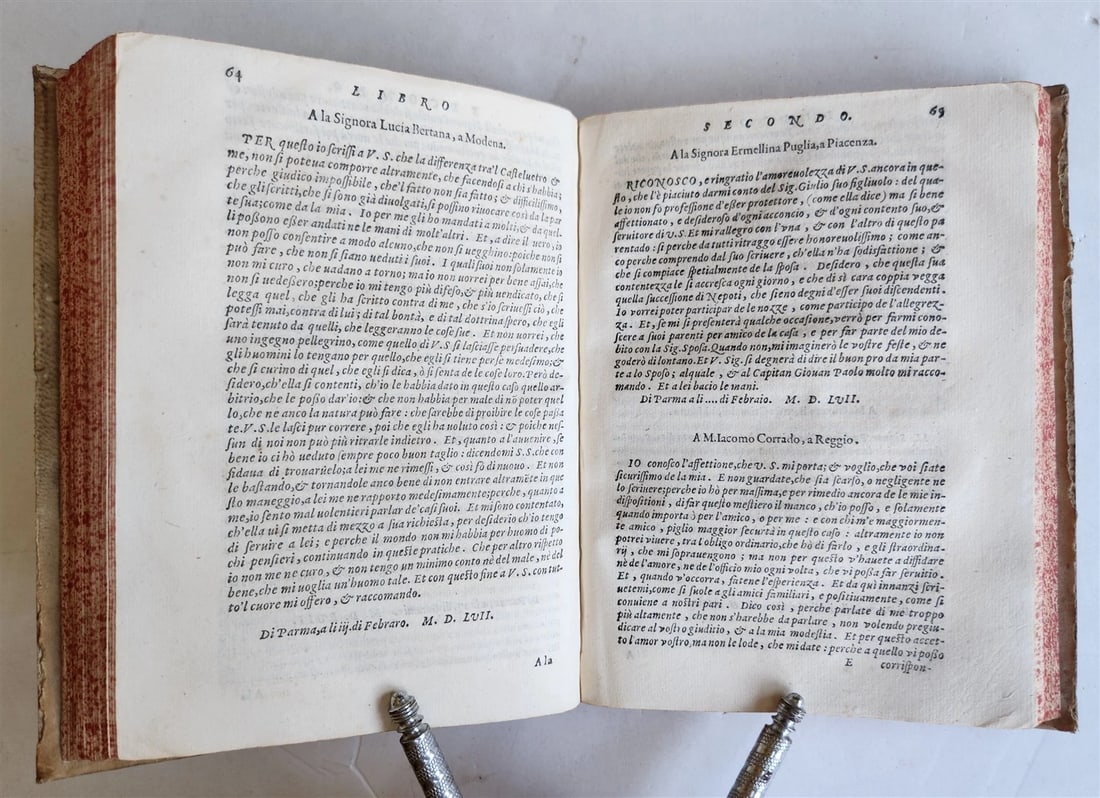 1591 De le lettere familiari by ANNIBAL CARO antique VELLUM BOUND - 6