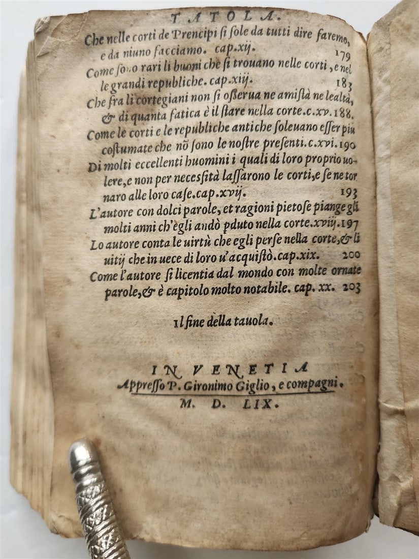 1559 AVISO DE FAVORITI ET DOTTRINA DE CORTIGIANI antique vellum binding 16th C - 7