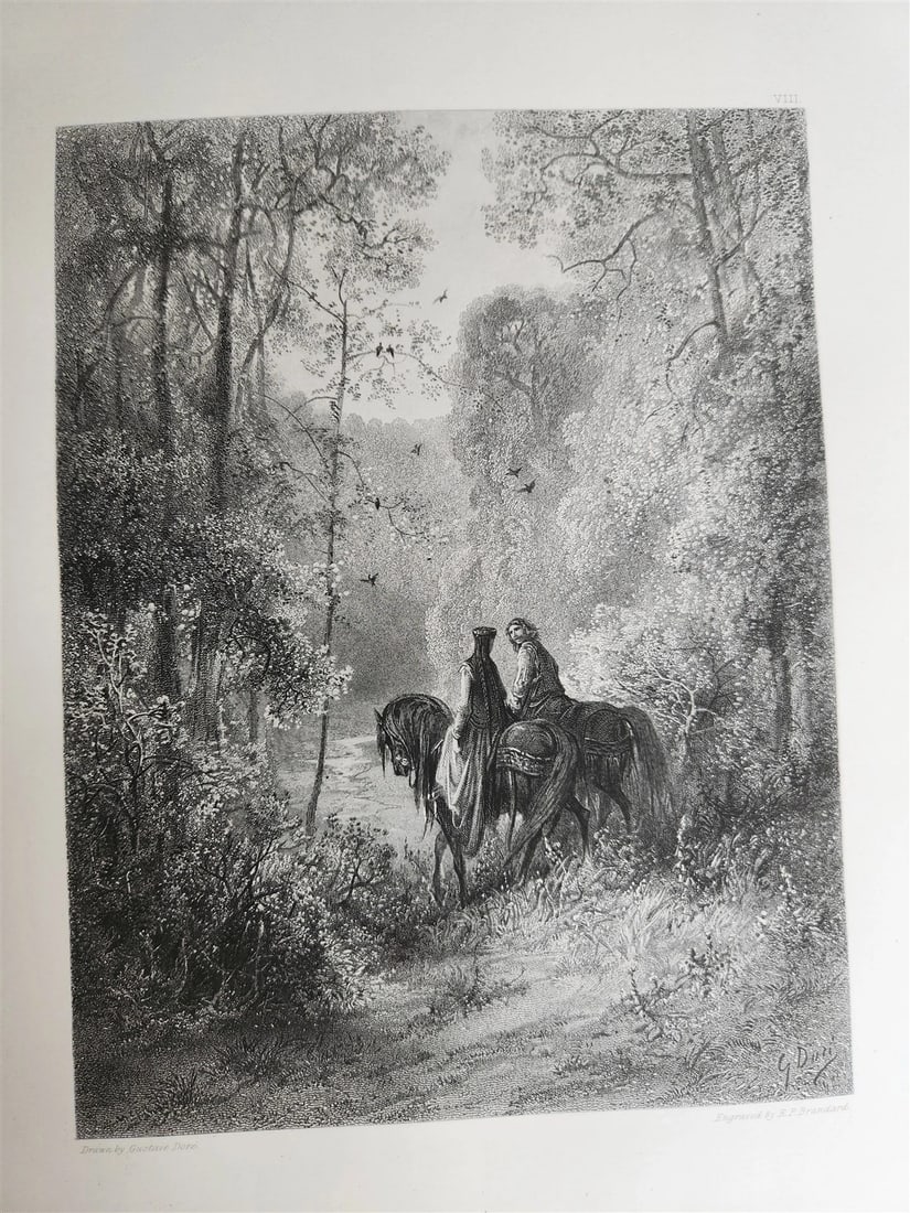 1867 GUSTAVE DORE ILLUSTRATED VIVIEN by ALFRED TENNYSON antique FOLIO poetry - 12