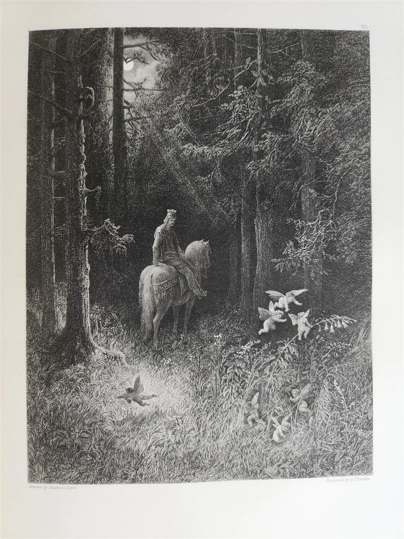 1867 GUSTAVE DORE ILLUSTRATED VIVIEN by ALFRED TENNYSON antique FOLIO poetry - 14