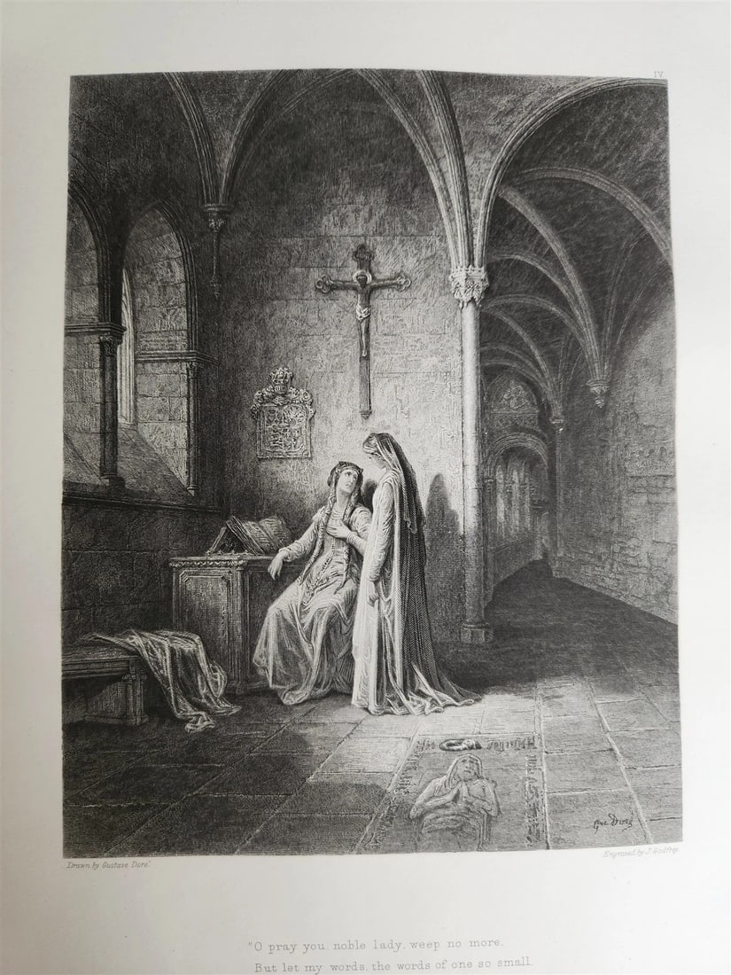 1867 GUSTAVE DORE ILLUSTRATED VIVIEN by ALFRED TENNYSON antique FOLIO poetry - 16