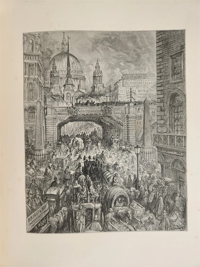 1872 LONDON PILGRIMAGE by B. Jerrold antique ILLUSTRATED by GUSTAVE DORE FOLIO - 10