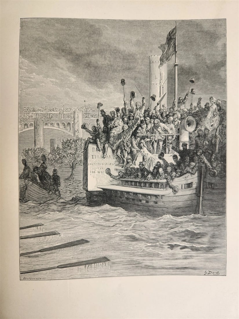 1872 LONDON PILGRIMAGE by B. Jerrold antique ILLUSTRATED by GUSTAVE DORE FOLIO - 17