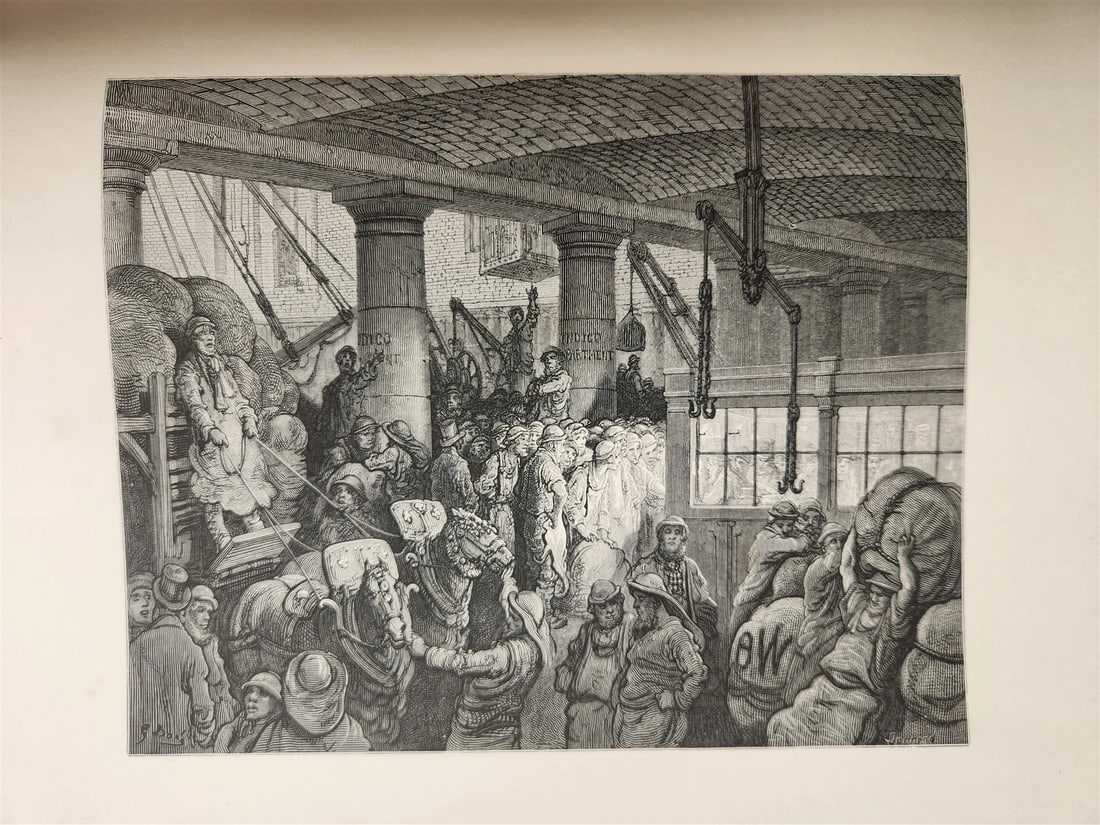 1872 LONDON PILGRIMAGE by B. Jerrold antique ILLUSTRATED by GUSTAVE DORE FOLIO - 20