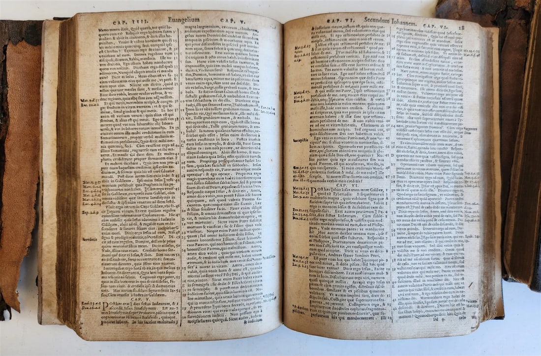 1567 BIBLE in LATIN 2 VOLUMES by PLANTIN antique incl. 1612 R.Barker partial NT - 17