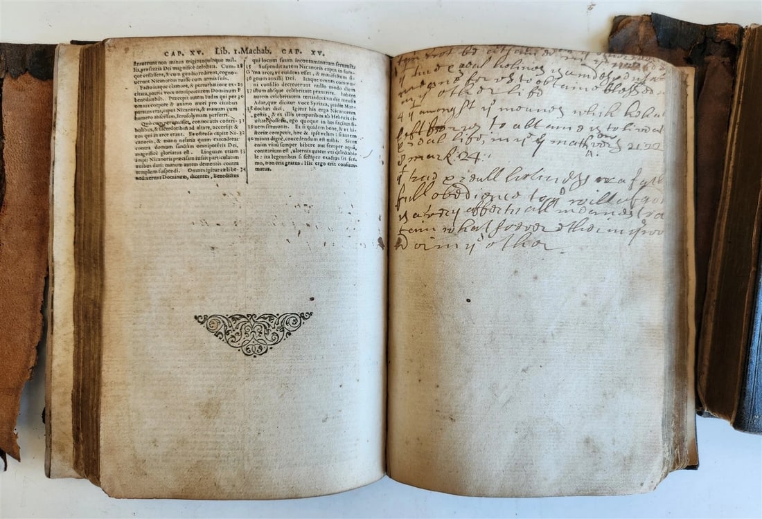 1567 BIBLE in LATIN 2 VOLUMES by PLANTIN antique incl. 1612 R.Barker partial NT - 18