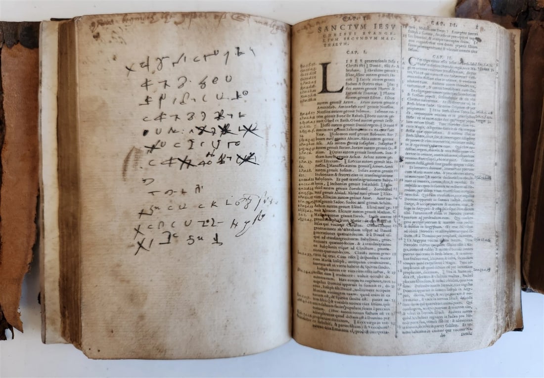 1567 BIBLE in LATIN 2 VOLUMES by PLANTIN antique incl. 1612 R.Barker partial NT - 19