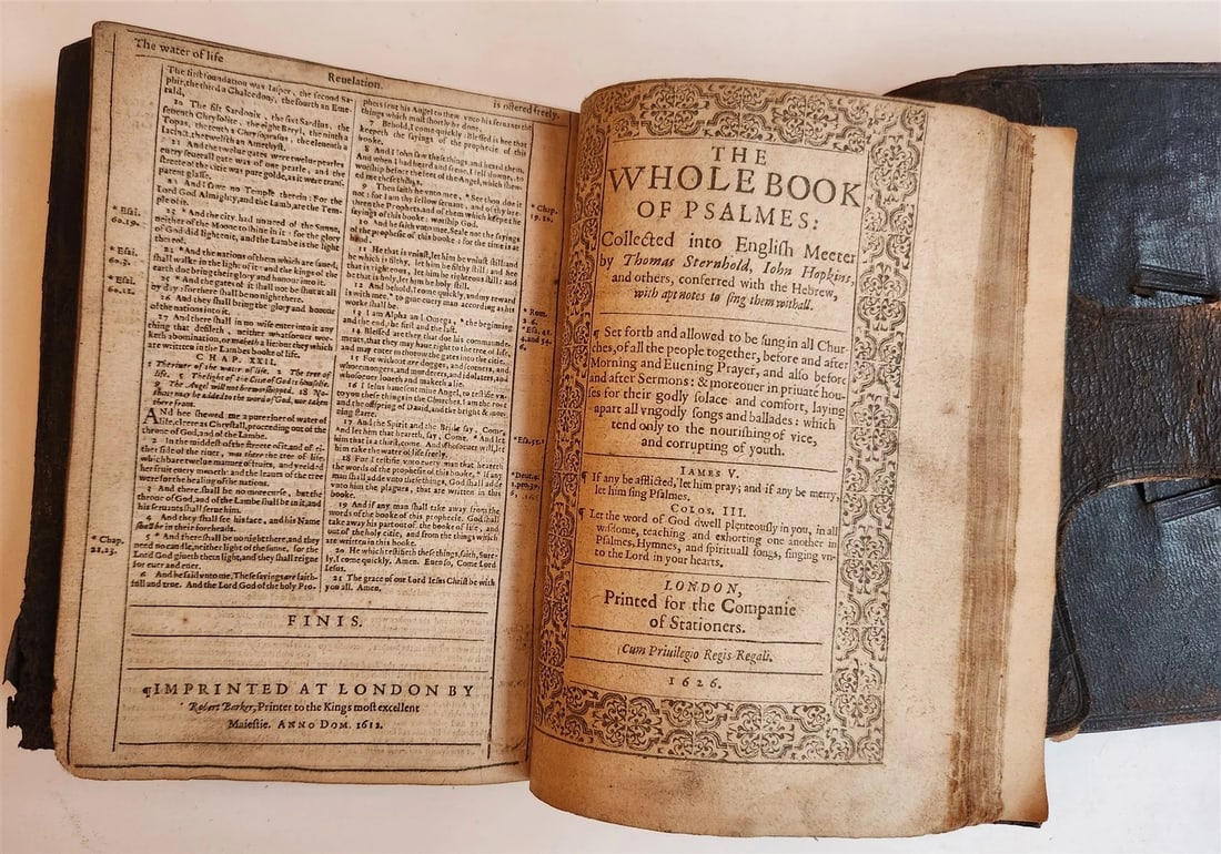 1567 BIBLE in LATIN 2 VOLUMES by PLANTIN antique incl. 1612 R.Barker partial NT - 4
