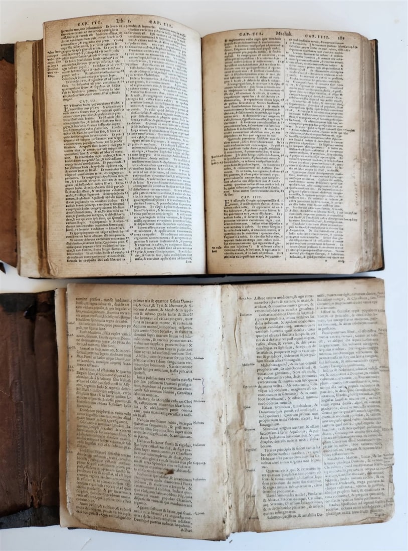 1567 BIBLE in LATIN 2 VOLUMES by PLANTIN antique incl. 1612 R.Barker partial NT - 9