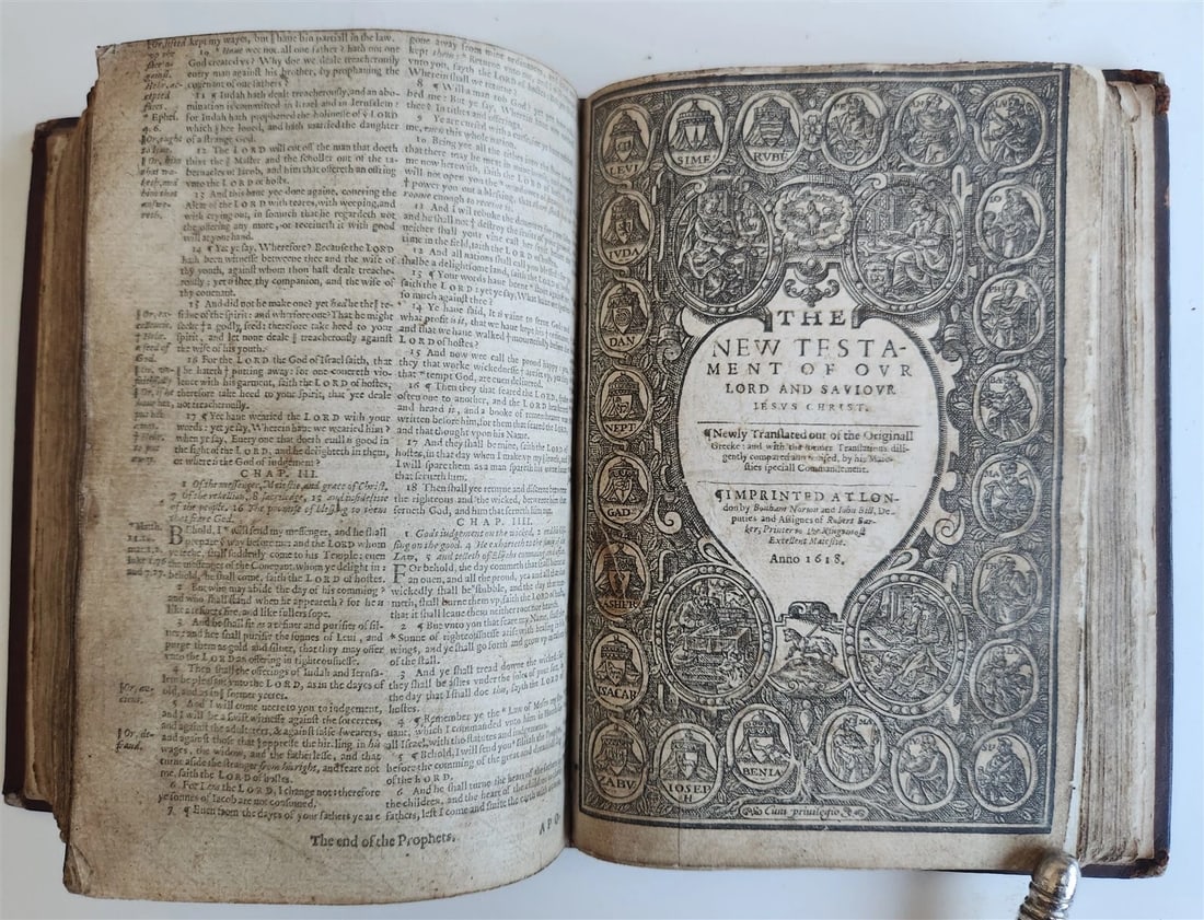 1618 BIBLE in ENGLISH antique OLD & NEW TESTAMENT by Bonham Norton and John Bill - 2