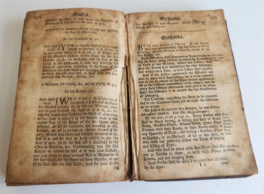 1727 LAW BOOK in ENGLISH Office & Authority of Justice of Peace for Ireland - 6