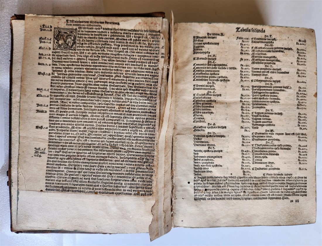 1519 BIBLE in LATIN POST-INCUNABULA antique rare w/ WOODCUTS - 4
