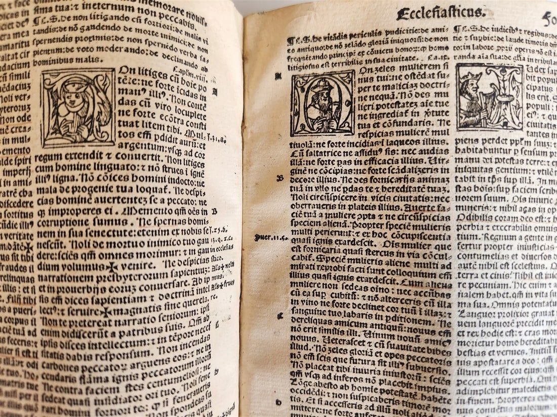 1519 BIBLE in LATIN POST-INCUNABULA antique rare w/ WOODCUTS - 7