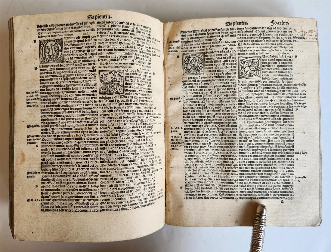 1519 BIBLE in LATIN POST-INCUNABULA antique rare w/ WOODCUTS - 8