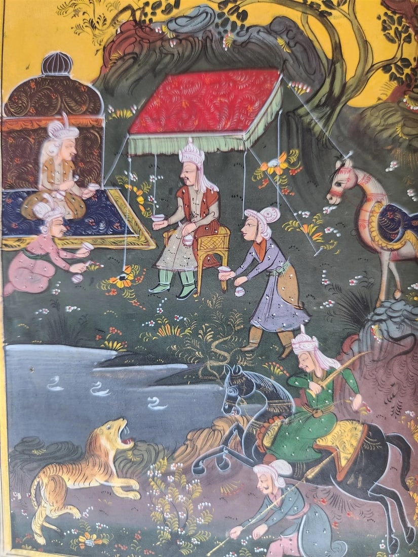 ILLUMINATED MANUSCRIPT antique in FARSI ILLUSTRATED w/ 10 GUACHE DRAWINGS - 14