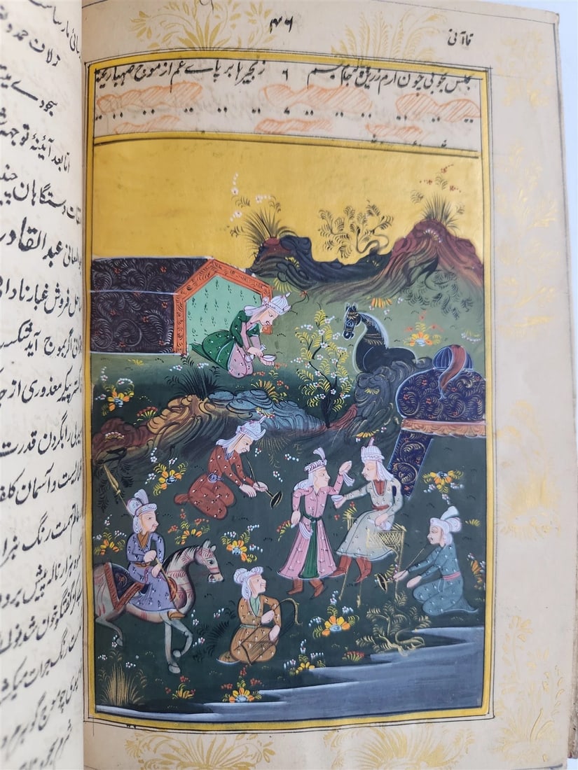 ILLUMINATED MANUSCRIPT antique in FARSI ILLUSTRATED w/ 10 GUACHE DRAWINGS - 9